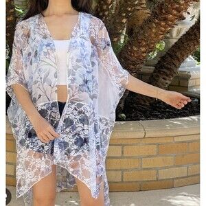 Brittany black boho kimono loose cover up romantic Size M